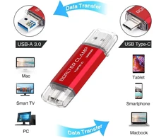 Usb-c 32gb Otg 2in1 atmintinė, Usb 3.0, raudona