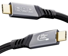 Usb-c 5.0 80gbps 0.5m kabelis: 16k vaizdas, 240w įkrovimas