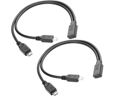 Usb C į 2 Micro Usb Y formos įkrovimo kabelis, 30 cm
