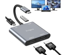 Usb-c į 2x Hdmi adapteris, 4k, 100w Pd, Usb 3.0