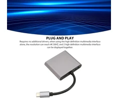 Usb c į dual hdmi adapteris, 4 viename doko stotis su hdmi + usb 3.0 + 100w pd įkrovimo prievadu, 4k@30hz usb c į hdmi keitiklis, palaiko veidrodinį ir išplėstinį režimus, plug and play