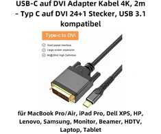 Usb-c į Dvi kabelis 4k, 2m