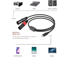 Usb-c į Dvigubą Xlr Mikrofono Kabelis, 2m