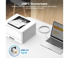 Usb C į Usb B Kabelis 2m Baltas