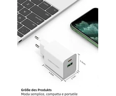 Usb c įkroviklis, 2 prievadų greitasis įkroviklis, skirtas iphone 16/16 pro/16 pro max/16 plus/15/14, galaxy, pixel 4/3, ipad (be kabelio)