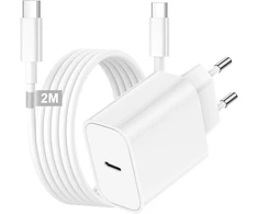 Usb c įkroviklis ir 2 m įkrovimo laidas, skirtas iphone 16/16e/16 pro/16 pro max/15/15 pro max/15 plus/ipad air, 20 w usb c greitasis įkroviklis, maitinimo kištukas, usb c maitinimo adapteris su greito įkrovimo laidu