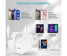 Usb c įkroviklis ir 2 m įkrovimo laidas, skirtas iphone 16/16e/16 pro/16 pro max/15/15 pro max/15 plus/ipad air, 20 w usb c greitasis įkroviklis, maitinimo kištukas, usb c maitinimo adapteris su greito įkrovimo laidu