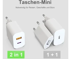 Usb c įkroviklis su usb adapteriu [2 in 1] 2 vnt. įkrovimo adapterių rinkinys, skirtas iphone/ipad/ausinėms/mobiliųjų telefonų maitinimo šaltiniui, kelių įkrovimo kištukų pd 3.0 greitas įkroviklio lizdas usb-c kištukinis įkroviklis, be