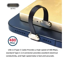 Usb-c kampinis 90 laipsnių 65w Pd greito įkrovimo laidas 75mm