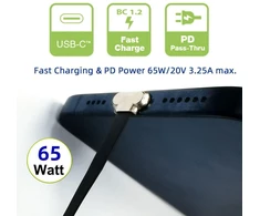 Usb-c kampinis 90 laipsnių 65w Pd greito įkrovimo laidas 75mm
