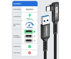 Usb C Kampinis Kabelis 1.5m, 10 Gbps, Usb 3.1 Gen 2