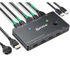 Usb-c Kvm jungiklis, Kceve Kvm type-c jungiklis palaiko 4k @ 60hz 1 type-c ir 1 Hdmi kompiuteriui, kurie dalijasi klaviatūra, pele ir monitoriumi, palaiko 87w Pd greitą įkrovimą