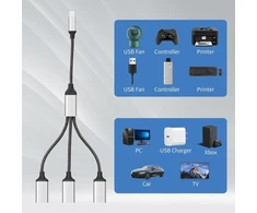 Usb-c Otg daliklis: 2x Usb-a moteriškas, 20 cm