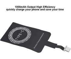 Usb c qi belaidis įkroviklis, qi imtuvas usb c, type c belaidžio įkroviklio imtuvas, skirtas galaxy a51/a20e/a20, pixel 2 ir kitiems type c mobiliesiems telefonams (type-c)