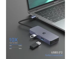 Usb-c šakotuvas 6-in-1 su Hdmi, Sd/tf, 100w Pd, 2xusb 3.0