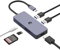Usb-c šakotuvas 6-in-1 su Hdmi, Sd/tf, 100w Pd, 2xusb 3.0