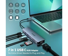 Usb-c šakotuvas 7-in-1 su Hdmi, 100w Pd, 2x Usb-a 3.0, Usb-c 3.0, Sd/tf