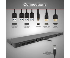Usb-c stotelė su aktyviu aušinimu, 2x 4k ekranai, Ethernet