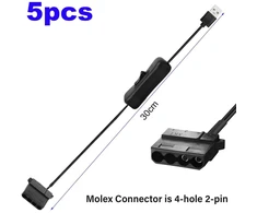 Usb į 4-pin Molex ventiliatoriaus maitinimo laidas su jungikliu (30 cm)