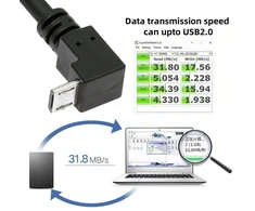 Usb į Micro Usb Kampinis Kabelis, 0.1m