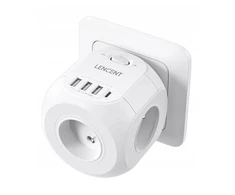 Usb lizdas Lencent su 4 lizdais, 3 usb, 1 tipo c prievadas, įkroviklis
