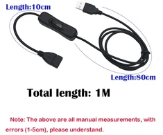 Usb prailginimo laidas su jungikliu, 3 vnt., 1m