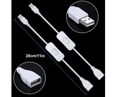 Usb prailginimo laidas su jungikliu (baltas)