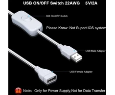 Usb prailginimo laidas su jungikliu (baltas)
