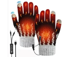 Usb šildomos pirštinės vyrams ir moterims, 3 lygių temperatūros šildomos pirštinės, jutiklinės pilno piršto elektrinės šildomos pirštinės, abiejų pusių šildomos megztos pirštinės