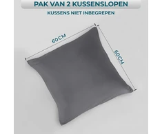 Utopia Bedding - pagalvėlės užvalkalas 60 x 60 cm, 2 vnt. rinkinys - pagalvės užvalkalas 60 x 60 cm, 100% šlifuota mikropluošto medžiaga su užlenkiamu užsegimu - raukšlėms, blukimui ir purvui atsparus pagalvėlių užvalkalai 60 x 60 cm - pilkas