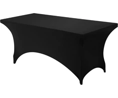 Utopia Kitchen stačiakampė tampri staltiesė 183 cm - spandex aptemptas stalo užtiesalas - juoda
