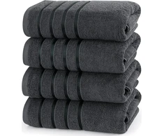 Rankšluostis Utopia Towels, 4 vnt. prabangių viskozinių vonios rankšluosčių rinkinys, 100% žiedu verpta medvilnė (68,9 x 137,2 cm), labai gerai sugeriantys, aukščiausios kokybės rankšluosčiai viešbučiams, Spa ir vonios kambariams (pilki)