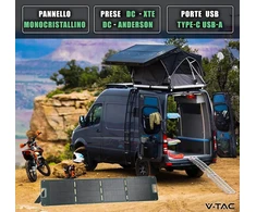 V-tac fotovoltinė saulės baterija, nešiojama, sulankstoma, universali 160w monokristalinė įkroviklio maitinimo stotis, saulės kabelis ir Xt60+dc prievadas, Usb-a ir Type-c prievadai, atspari vandeniui Ip67
