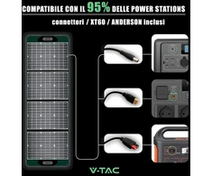 V-tac fotovoltinė saulės baterija, nešiojama, sulankstoma, universali 160w monokristalinė įkroviklio maitinimo stotis, saulės kabelis ir Xt60+dc prievadas, Usb-a ir Type-c prievadai, atspari vandeniui Ip67