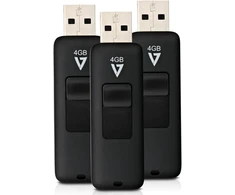 V7 Vf24gar-3pk-3e Slider Usb 2.0 atmintinė 4 Gb, juoda (3 vnt. pakuotė)