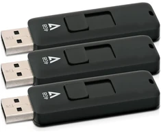 V7 Vf24gar-3pk-3e Slider Usb 2.0 atmintinė 4 Gb, juoda (3 vnt. pakuotė)