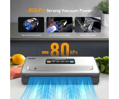 Vacuum sealer ink-vs06 (belaidis modelis), vacuum sealer sauso ir drėgno režimai, 8 kartus ilgesnis maisto išsaugojimas, 30 cm ilgio ir stabili suvirinimo siūlė