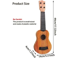 Vaikiška gitara, 44 cm mini gitara, ukulele vaikams, gitara vaikams su 4 reguliuojamomis stygomis, ukulele gitaros žaislas mažyliams, pradedantiesiems, berniukams, mergaitėms, žaislinė gitara (44 cm)