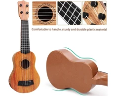 Vaikiška gitara, 44 cm mini gitara, ukulele vaikams, gitara vaikams su 4 reguliuojamomis stygomis, ukulele gitaros žaislas mažyliams, pradedantiesiems, berniukams, mergaitėms, žaislinė gitara (44 cm)