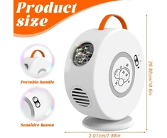 Vaikiškas burbulų pūtiklis, įkraunamas burbulų pūtiklis su led lemputėmis, automatinis besisukantis 90°/360° nešiojamas burbulų pūtiklis su 500 ml talpa, skirtas laukui ir vakarėliams (baltas)
