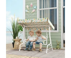 Vaikiškos sūpynės 2 vietų su stogeliu ir saugos diržu 110x74x113cm