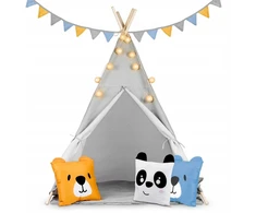 Vaikų palapinė tipi, palapinė wigwam su pagalvėlėmis ir girlianda
