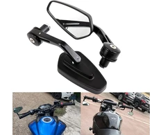 Vairo galo veidrodėlis, universalus motociklo galinio vaizdo veidrodėlis, cnc aliuminio lydinio šoninis veidrodėlis, skirtas 7/8 colių tuščiaviduriams vairams nuo gatvės sportinių, dviračių, kruizerių, motorolerių, cafe racer, #2, juodas