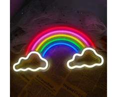 Vaivorykštės neoninės iškabos, led neoninės šviesos iškabos, vaivorykštės debesų neoninės kambario dekoravimo lemputės miegamajam, usb maitinamos neoninės naktinės lempos, dovana vaikams, namų dekoracijos kalėdoms