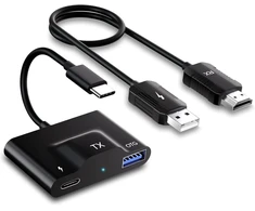 Vaizdo grotuvas Anytrox belaidis hdmi siųstuvas ir imtuvas, usb c į hdmi belaidis siųstuvas ir imtuvas, 1080p belaidis ekrano plėtiklis vaizdo/garso srautiniam perdavimui iš telefono/planšetinio kompiuterio/nešiojamojo kompiuterio į televizorių, projektorių, monitorių