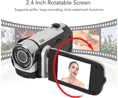 Vaizdo kamera, 1080p 16mp 16x priartinimas hd 2.4 colių pasukamas ekranas, rankinis vaizdo įrašymo įrenginys su papildomu apšvietimu ir 1/4 colio sriegio anga paaugliams pradedantiesiems