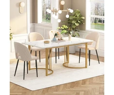 Valgomasis stalas 140 x 80 cm (1 vnt.), modernus virtuvės stalas, metalinis rėmas