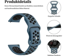 Vancle laikrodžio dirželis 22 mm vyrams moterims, vandeniui atsparus silikoninis dirželis 22 mm, išmaniųjų laikrodžių priedai, dviejų atspalvių kvėpuojanti apyrankė vyrams moterims