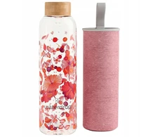 Vandens butelis "waterdrop Relax" 600ml, stiklinis, su neopreniniu dėklu
