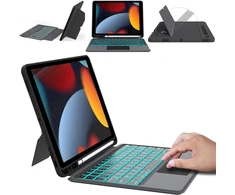 Vankeypad klaviatūros dėklas, skirtas ipad 9th 2021/8th 2020/7th 2019th generation 10.2 colių/air 3/ipad pro 10.5: nuimamas 7 spalvų apšviestas klaviatūros dėklas, azerty klaviatūra su jutikliniu kilimėliu
